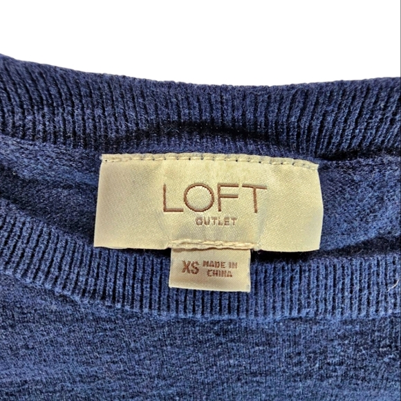 LOFT Blue Short Sleeve Sweater with Layered Plaid Hem Size XS - Picture 3 of 5